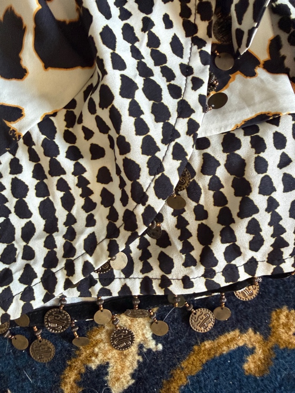 Cider Black & White animal -Print Mini Skirt with Coin Trim-NWT - Picture 5 of 6